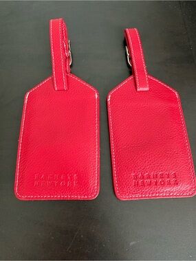Barneys New York Red Leather Luggage Tags - Pair